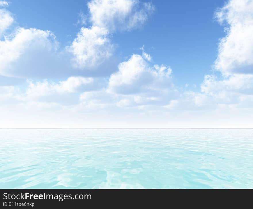 Beautiful summer seascape. 3d image. Beautiful summer seascape. 3d image