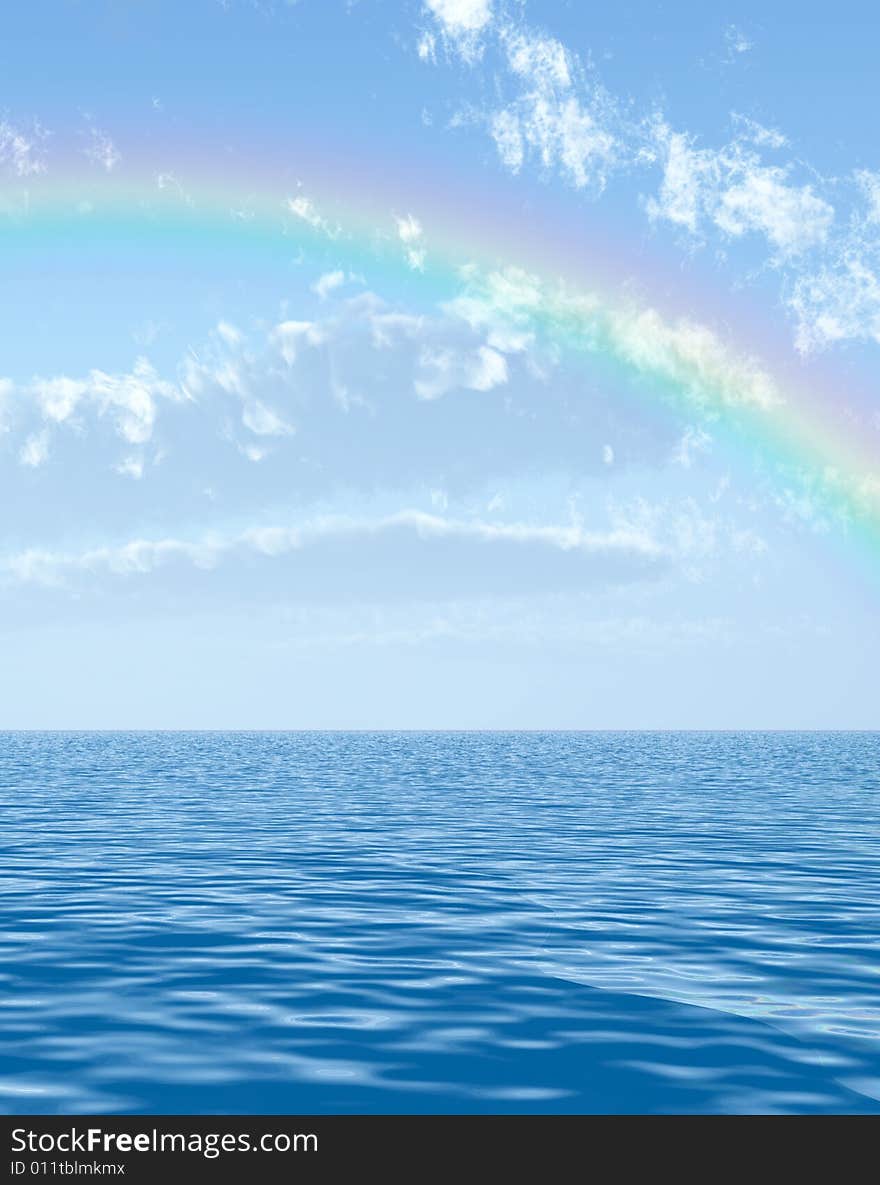 Beautiful rainbow over the sea