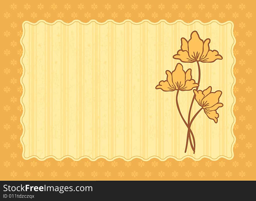 Vector illustration - retro framed background with flowers