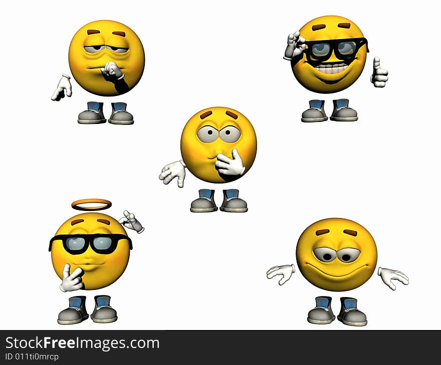 A fourth collection of rendered 3d emoticons. A fourth collection of rendered 3d emoticons