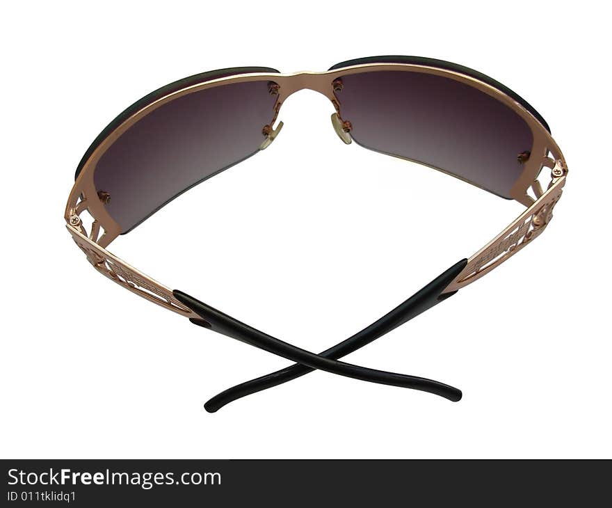 Sunglasses with notes on a white background