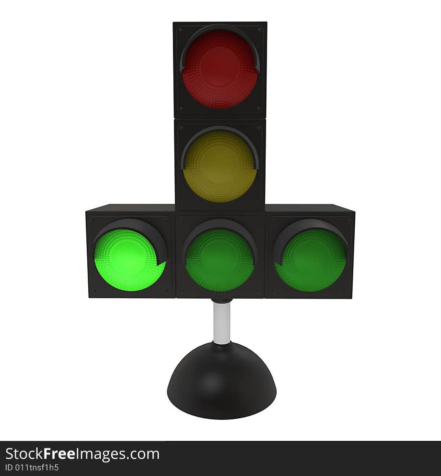 Green traffic light on white background (3d rendering). Green traffic light on white background (3d rendering)