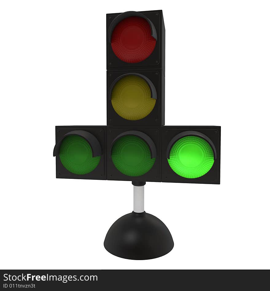 Green traffic light on white background (3d rendering). Green traffic light on white background (3d rendering)