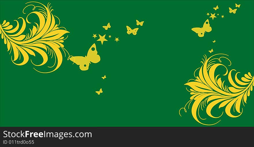 Few butterflies flying with green background