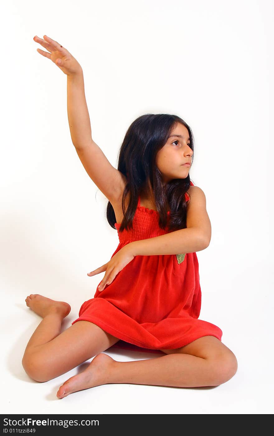 Young girl in red dress