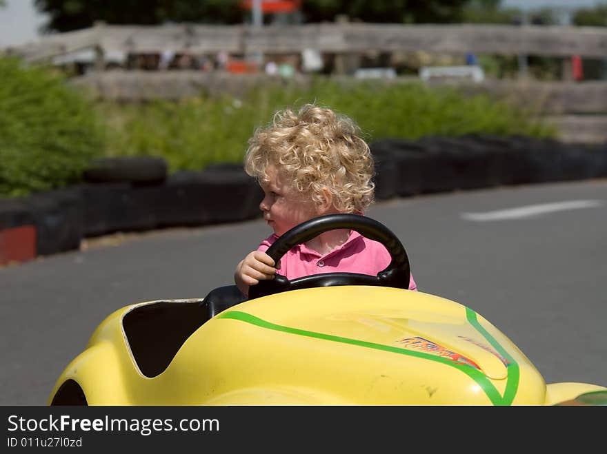 Boy having fun in car