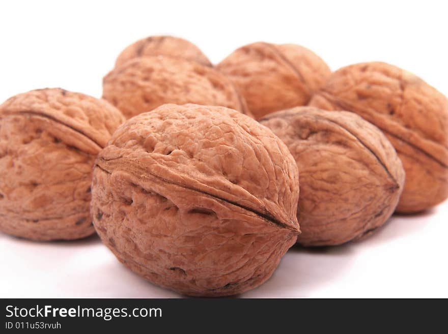 Walnuts isolated on white background