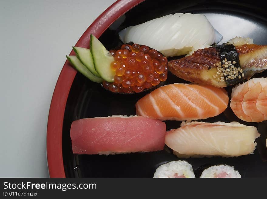 Sushi japanese food on ceramic plate