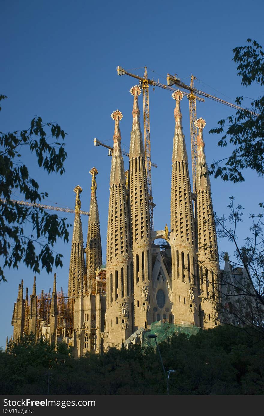 Church under construction, Antonio Gaudi, Barcelona, Spain. Church under construction, Antonio Gaudi, Barcelona, Spain