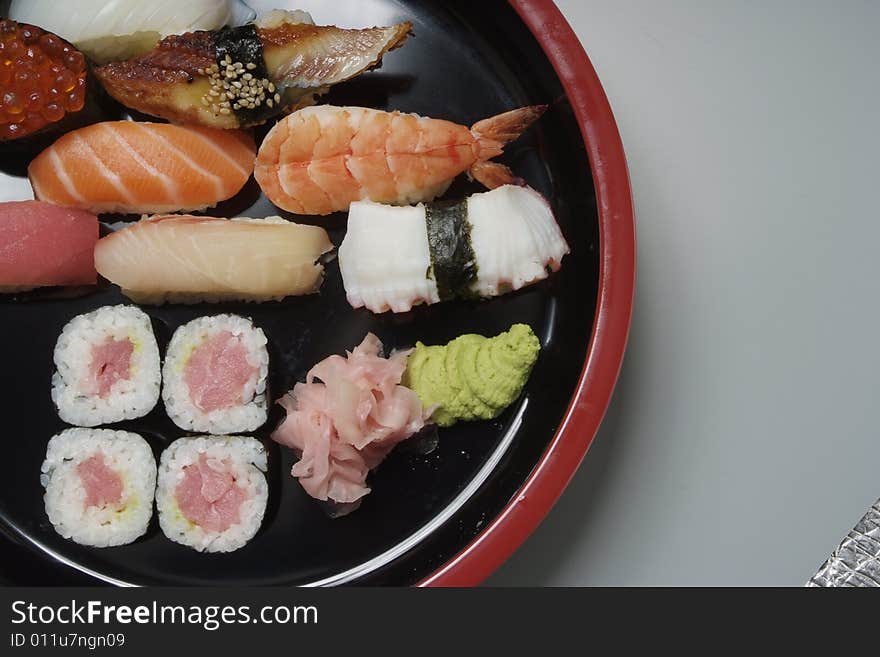 Sushi japanese food on ceramic plate