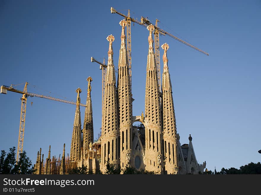 Church under construction, Antonio Gaudi, Barcelona, Spain. Church under construction, Antonio Gaudi, Barcelona, Spain