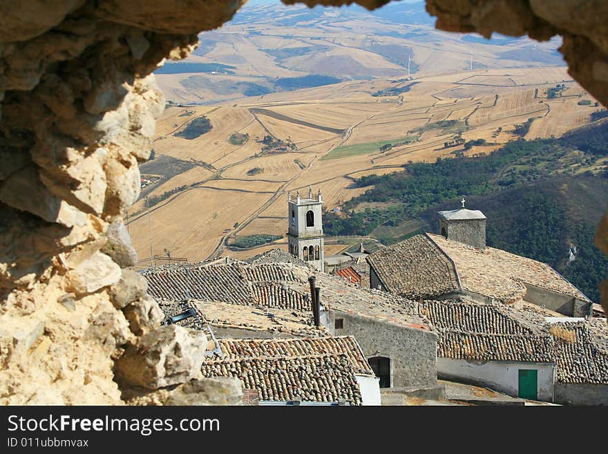 Old town landscape with church in Italy