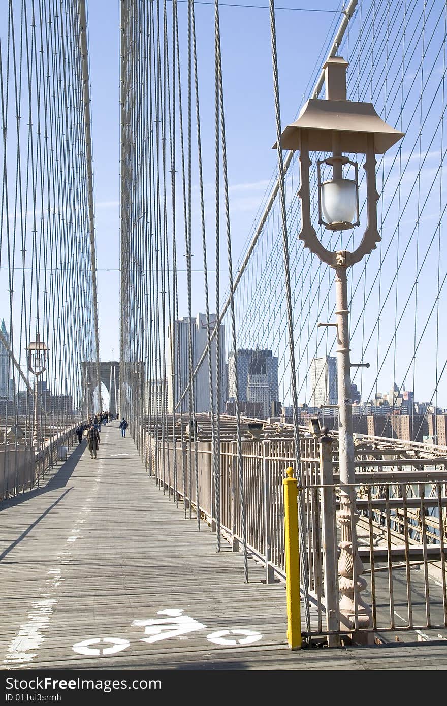 View of the Brooklyn Bridge in Manhattan