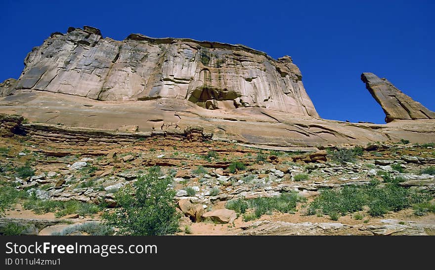 A panoramic view of a mesa, Arches National Park, Utah. A panoramic view of a mesa, Arches National Park, Utah.