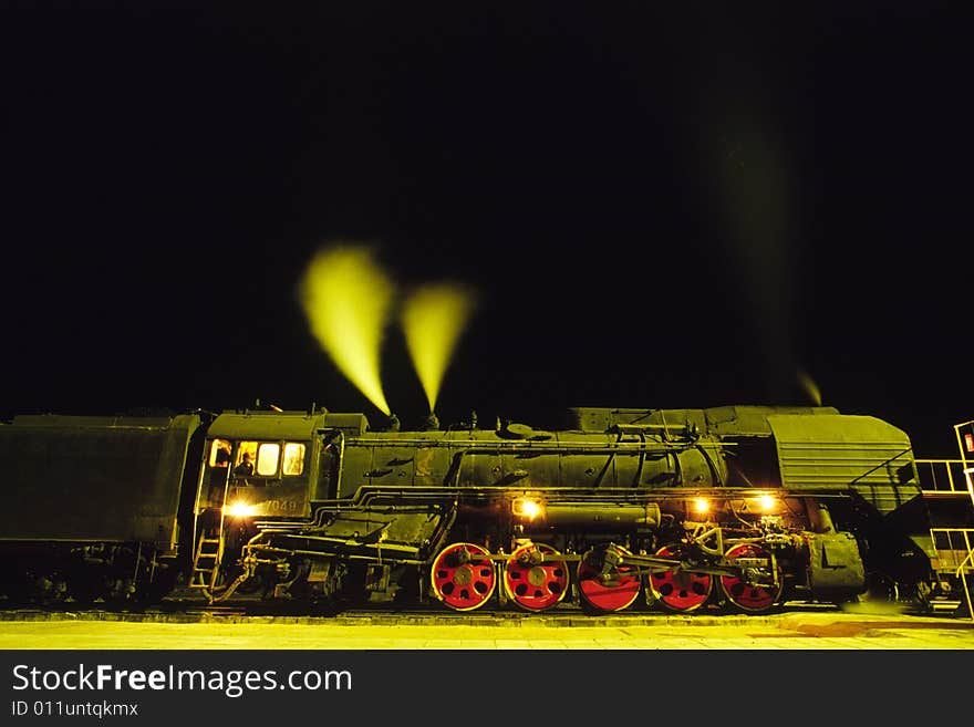 Steam train on the station, chifeng, neimenggu, china