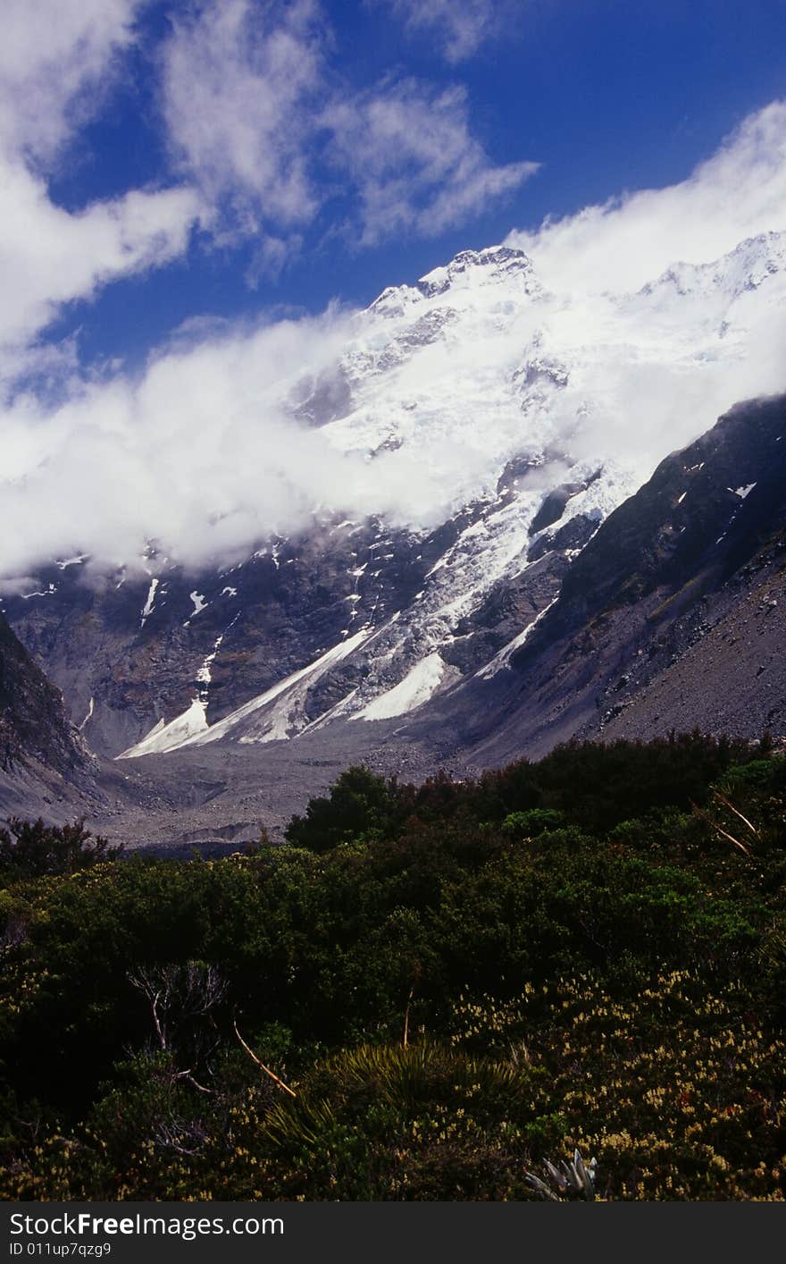 Mount Sefton in the Hooker Valley, New Zealand