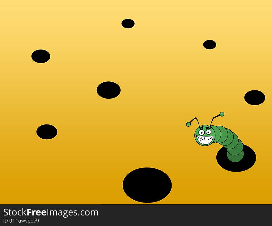 Brown background with worm holes and huge smile. Brown background with worm holes and huge smile