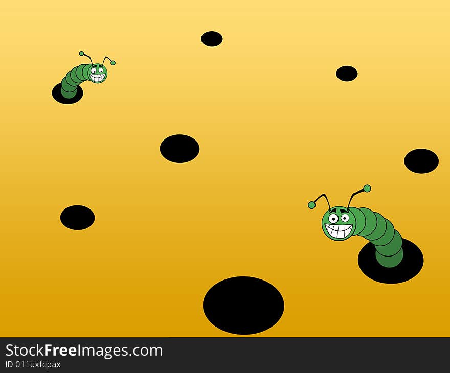 Brown background with worm holes and huge smile. Brown background with worm holes and huge smile