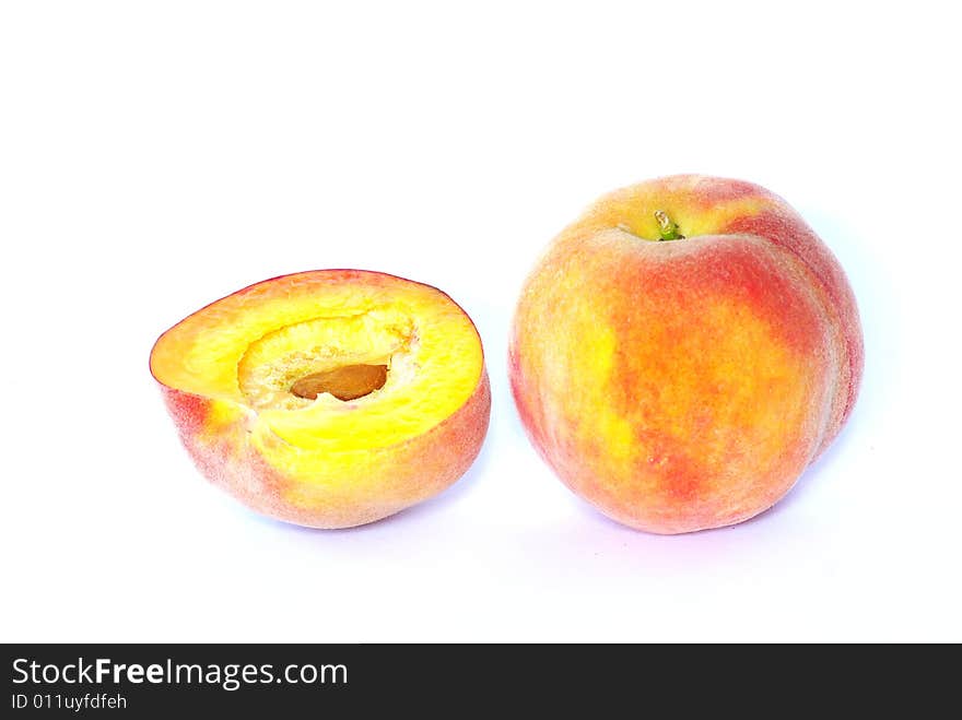 Peaches isolated on a white background