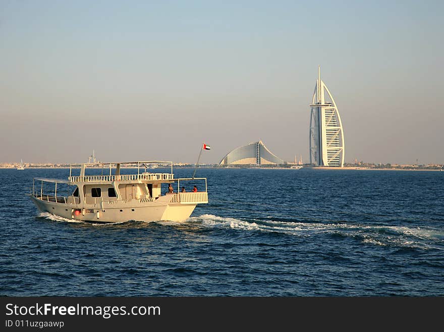 Arabian Wooden Boat Voyage in Sunset Glow