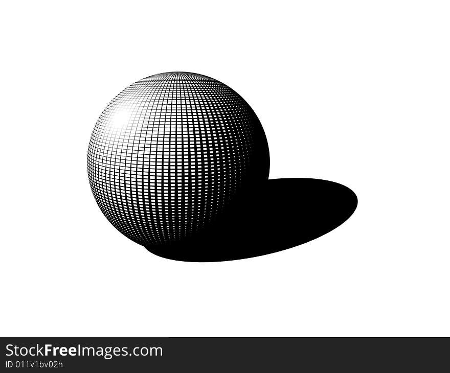 White-black gravure sphere with shadow