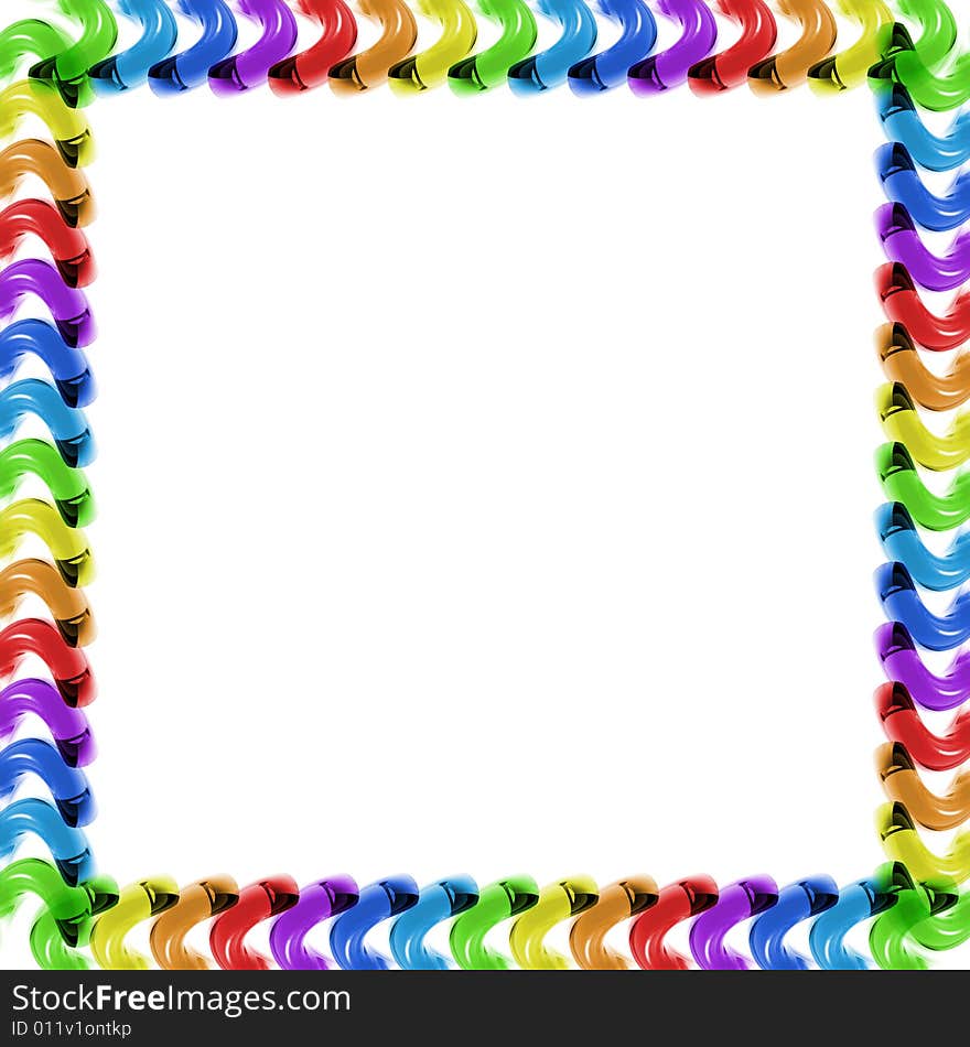 Rainbow glass frame on the white