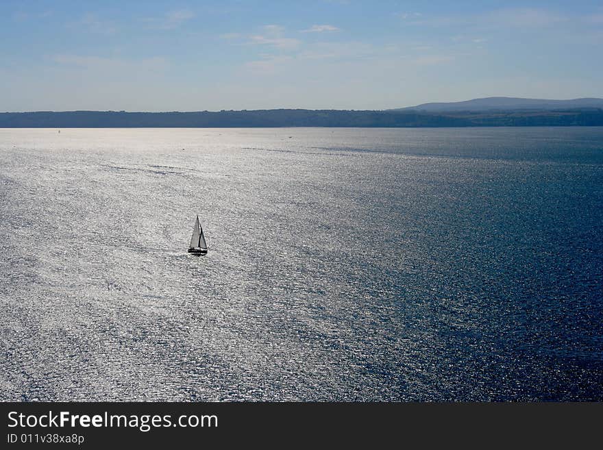 A boat in the sea. A boat in the sea