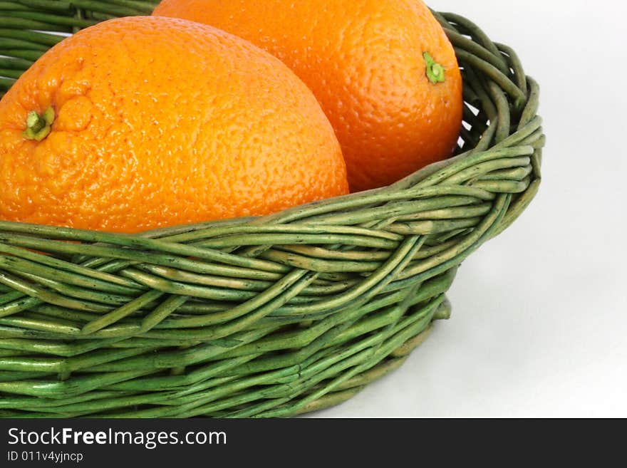 Oranges in the wicker basket