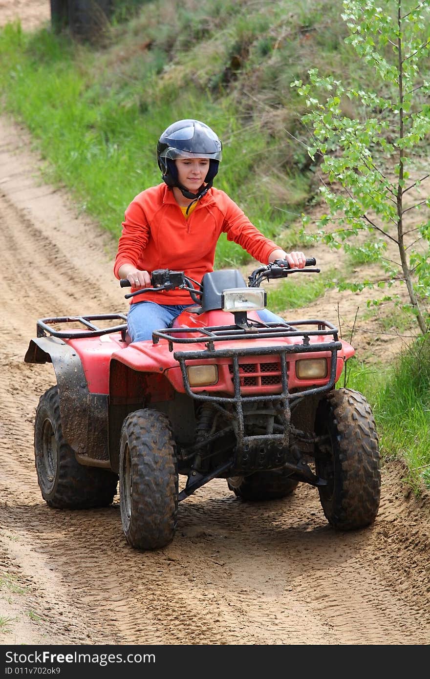 Activ young girl in quad