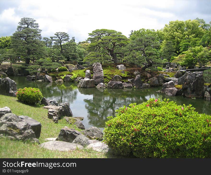 Glimpse of pond in a beautiful park Japanese