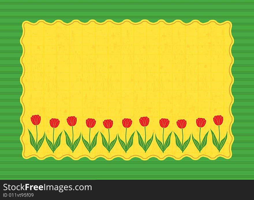 Vector illustration - retro framed background with flowers