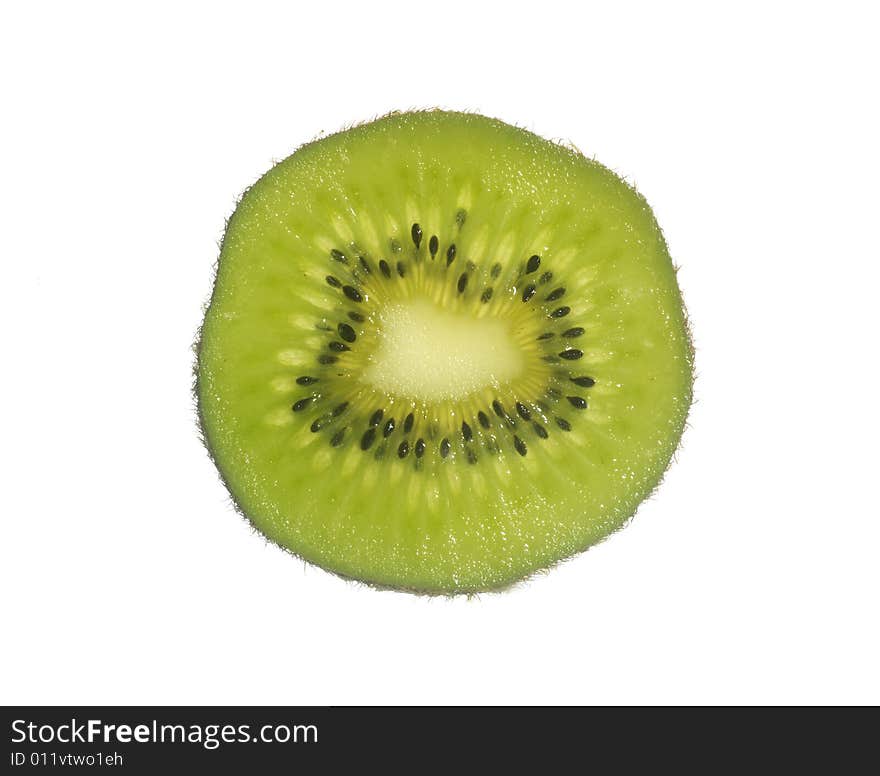 A slice of Kiwi fruit against a clean white background