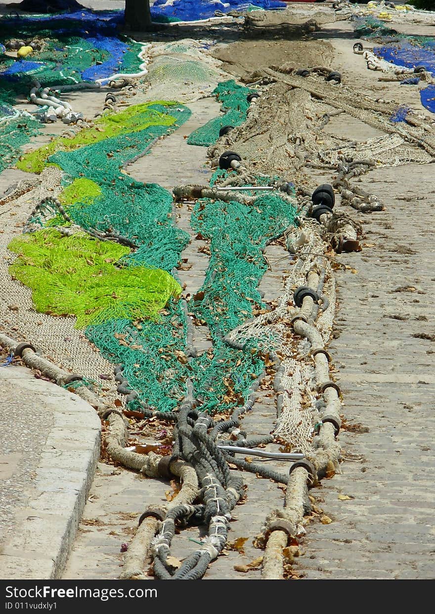 Fishing nets in the harbour of Palma de Mallorca