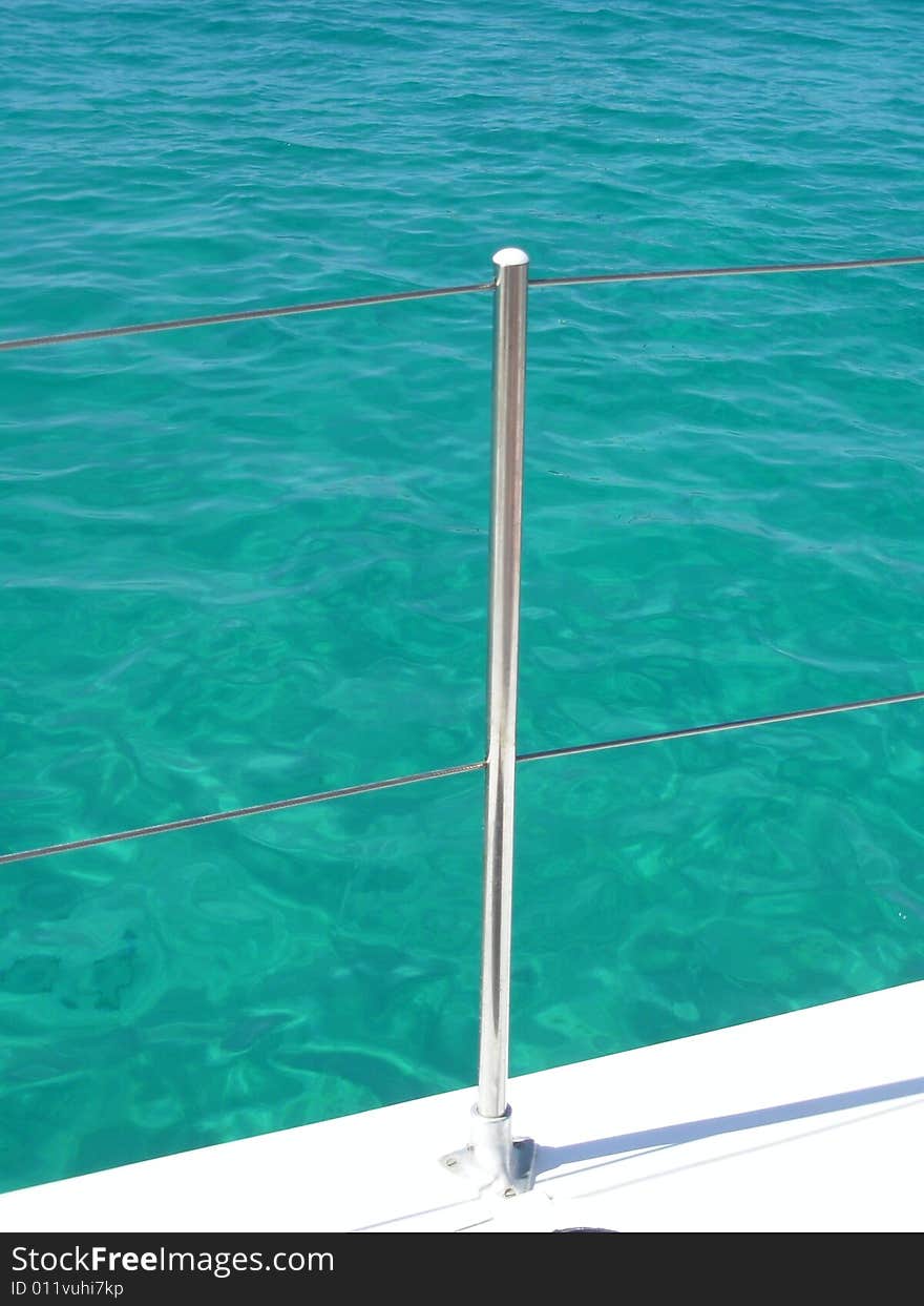 Turquoise water seen from a sail boat