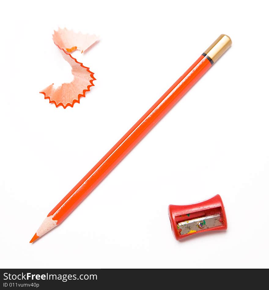 Sharpened pencil, percent sign on white background