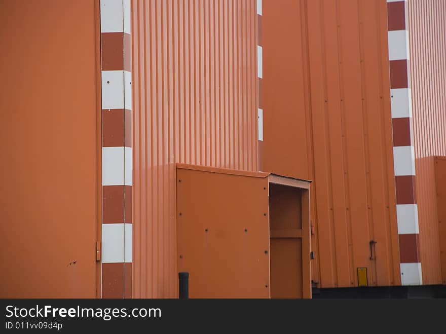 Red cabins for workers to rest