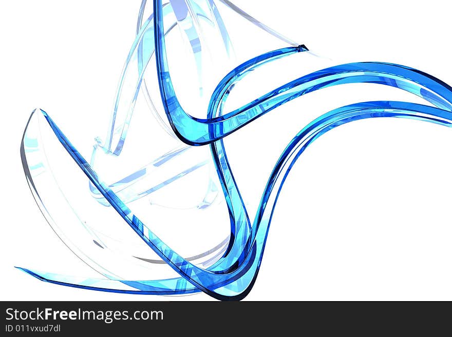 A model of glass on white background