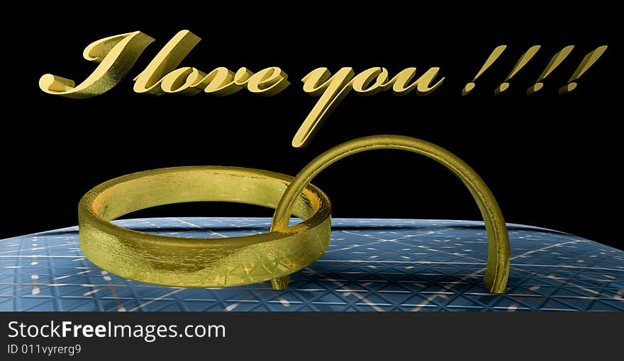 3D illustration of some wedding rings. 3D illustration of some wedding rings