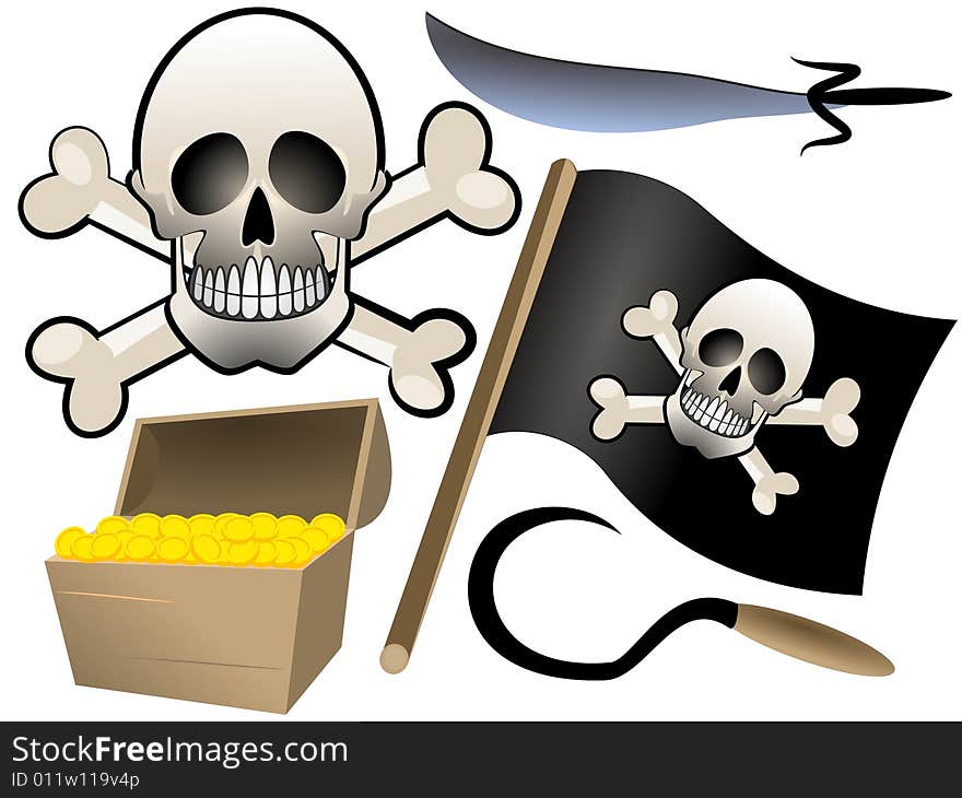 Vector illustration of piracy set