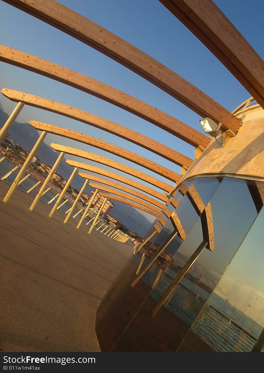 A beatiful shot of a dock in Lido di Camaiore - Italy. A beatiful shot of a dock in Lido di Camaiore - Italy