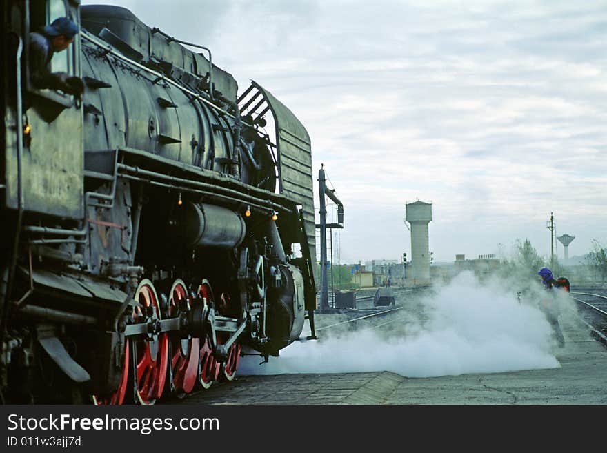 Steam train on the station, chifeng, neimenggu, china