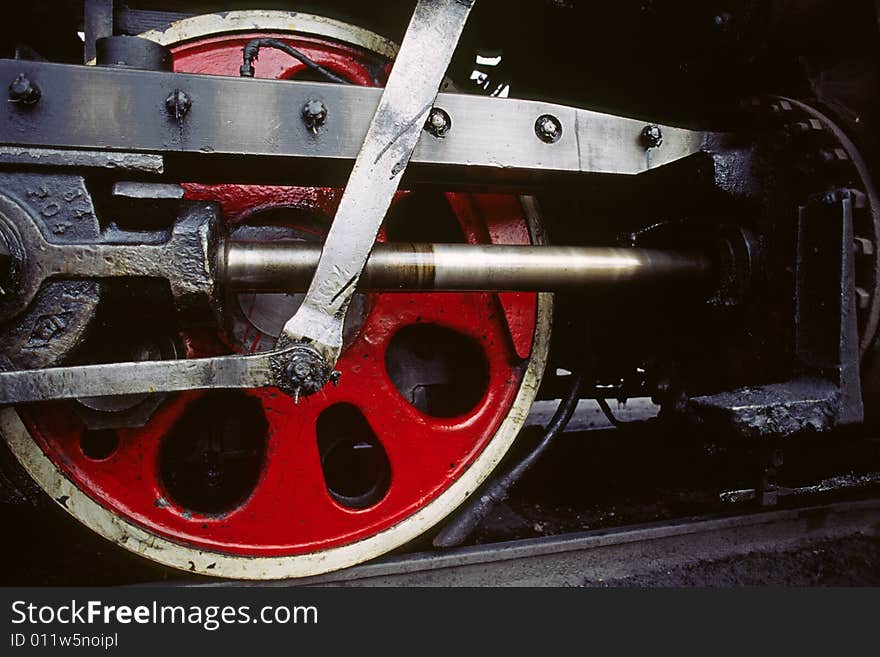 A red wheel of the steam train, chifeng, neimenggu, china