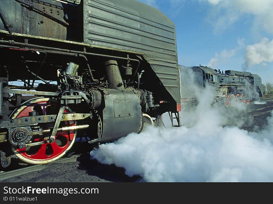 Steam train on chifeng railroad, neimenggu, china