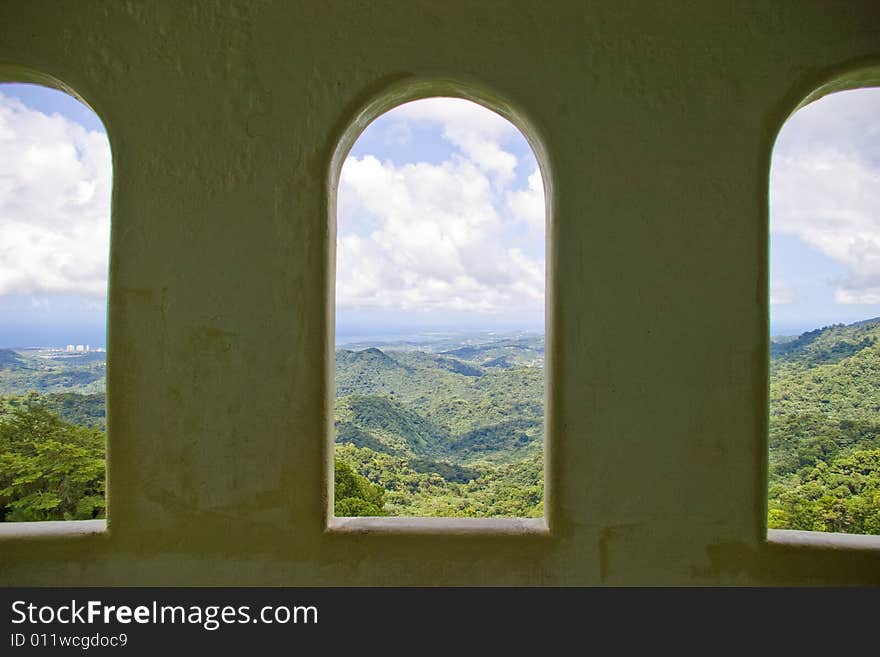 View through the tower archs. View through the tower archs