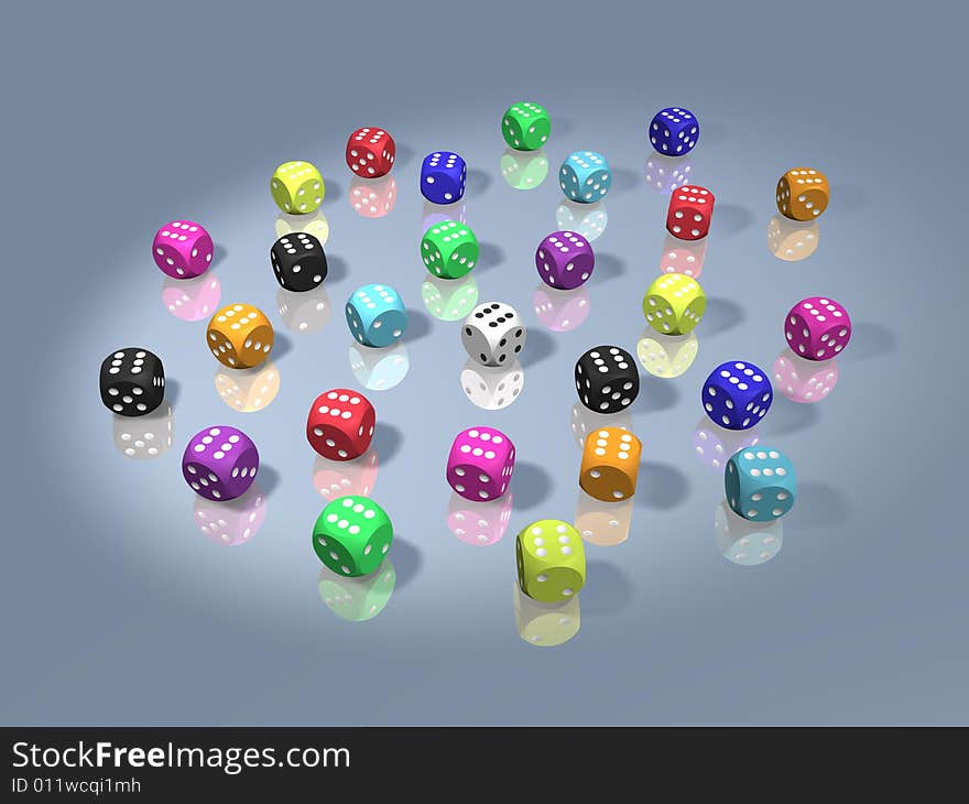 Group Of Dices All In Winning Combination