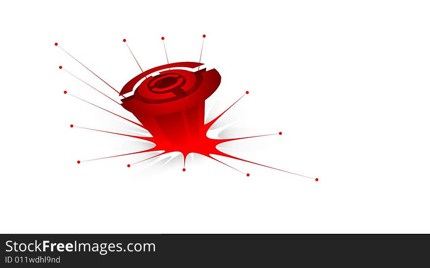 Red blot on a white background