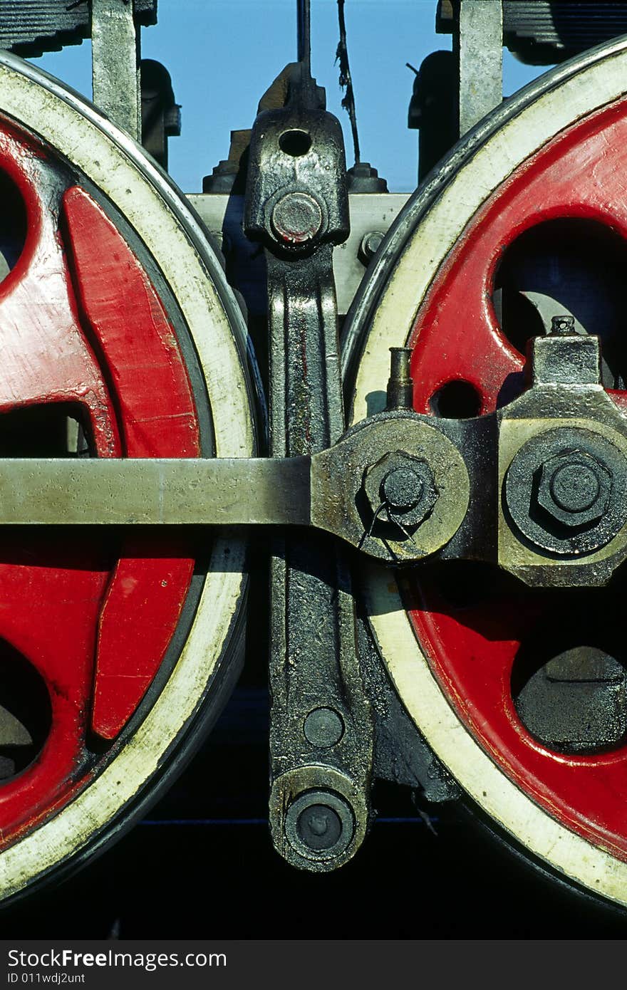 Red wheels of old steam train, chifeng, neimenggu, china