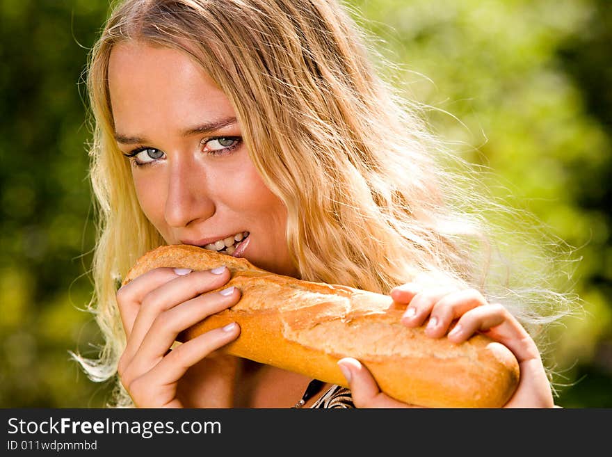 Smiling blond young woman