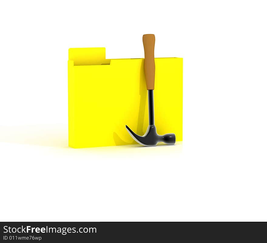 Yellow Folder With A Hamme