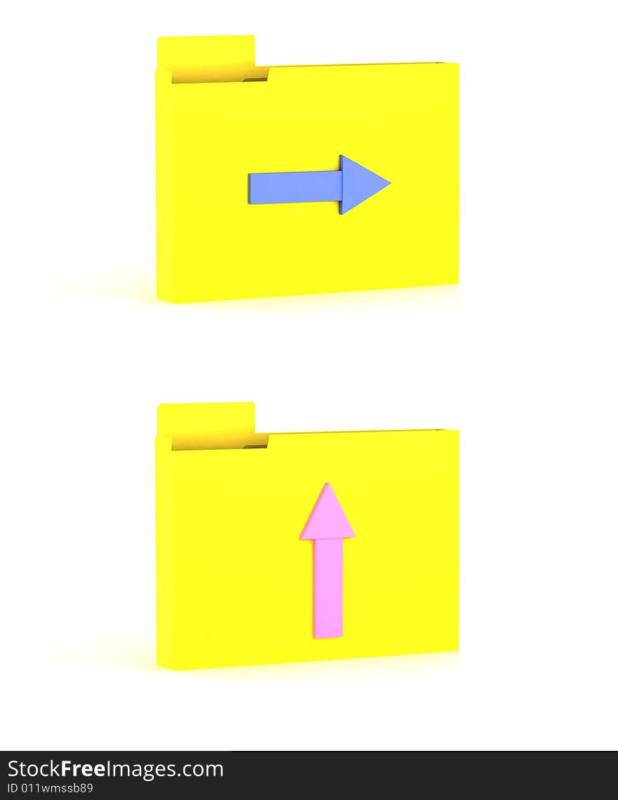 Yellow folders with arrows